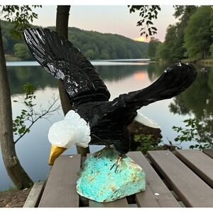 Peruvian Peru Stone Rock Bald Eagle Figurine Hand Carved Art Statue Handmade
